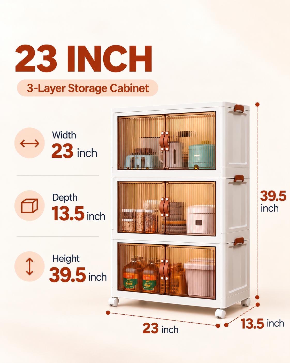 TidyLiving™ Foldable Stackable Storage Cabinet with Doors & Wheels