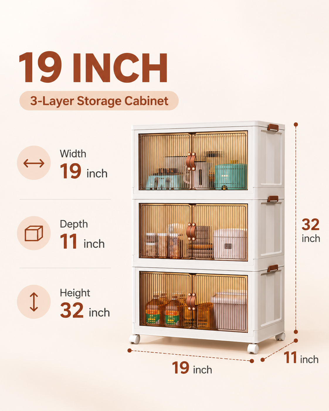 TidyLiving™ Foldable Stackable Storage Cabinet with Doors & Wheels