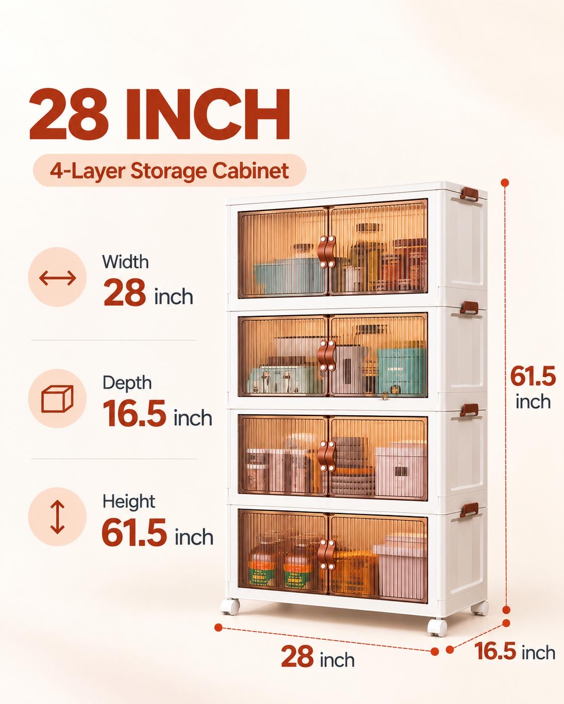 TidyLiving™ Foldable Stackable Storage Cabinet with Doors & Wheels