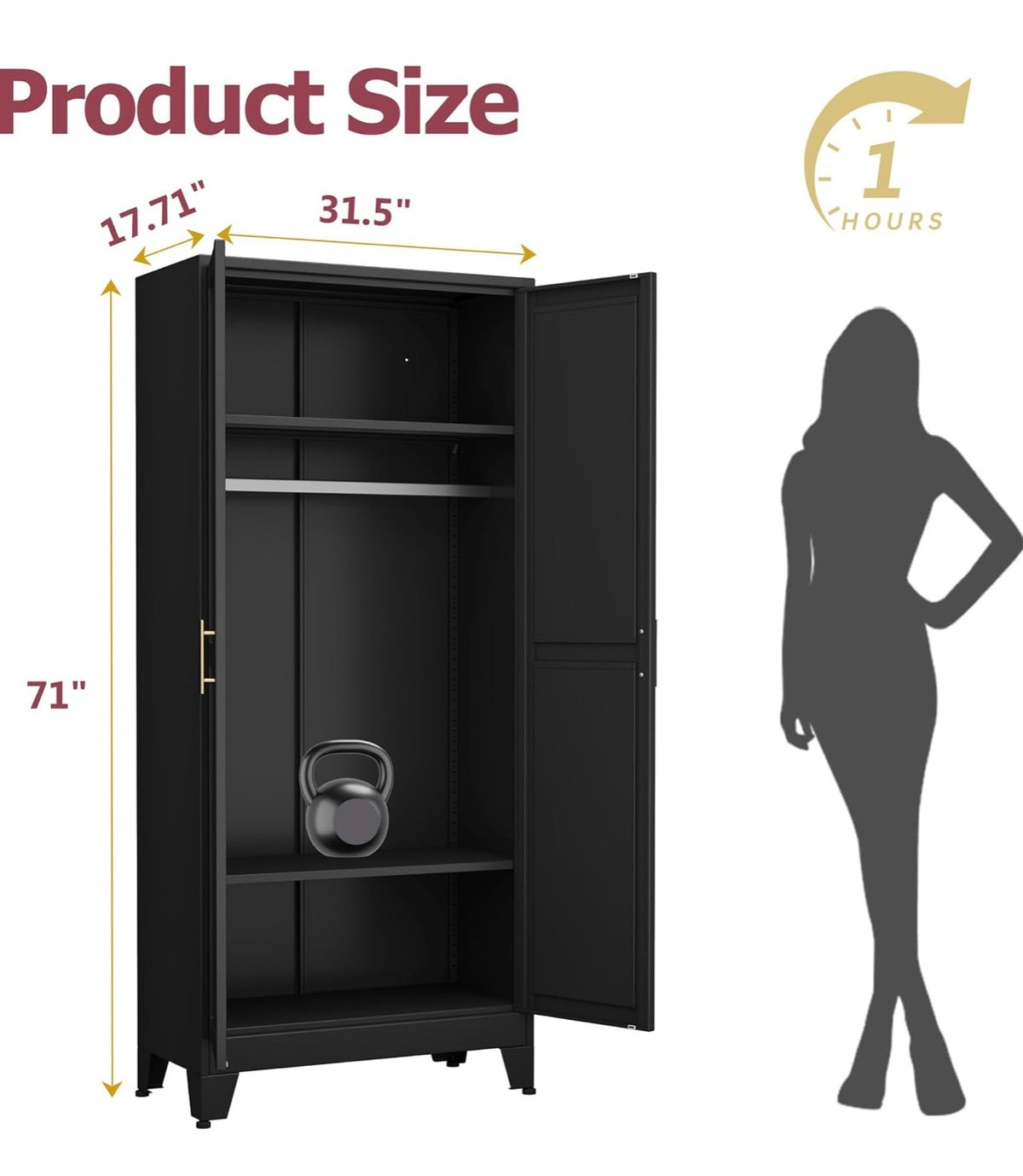 TidyLiving™ Aurelia 71” Freestanding Wardrobe with Adjustable Shelving & Hanging Rail