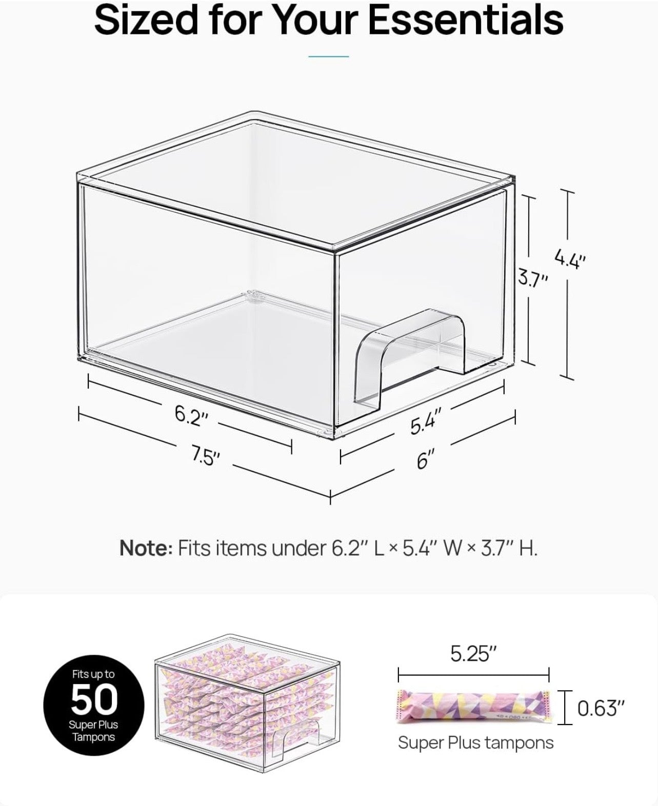 TidyLiving™ Stackable Clear Acrylic Storage Drawers – Modular Organizer Bins for Bathroom, Vanity, Kitchen & Pantry