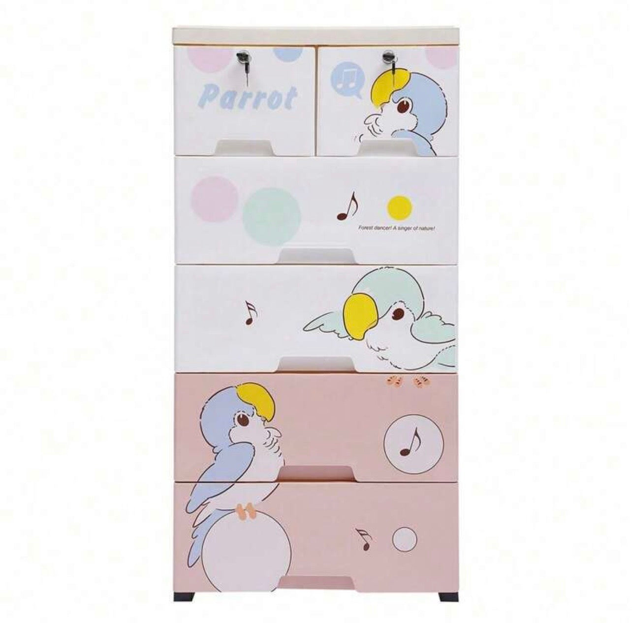 TidyLiving™ KidsLock Storage Dresser – 5 Drawer Plastic Organizer Cabinet with Lockable Top Drawers