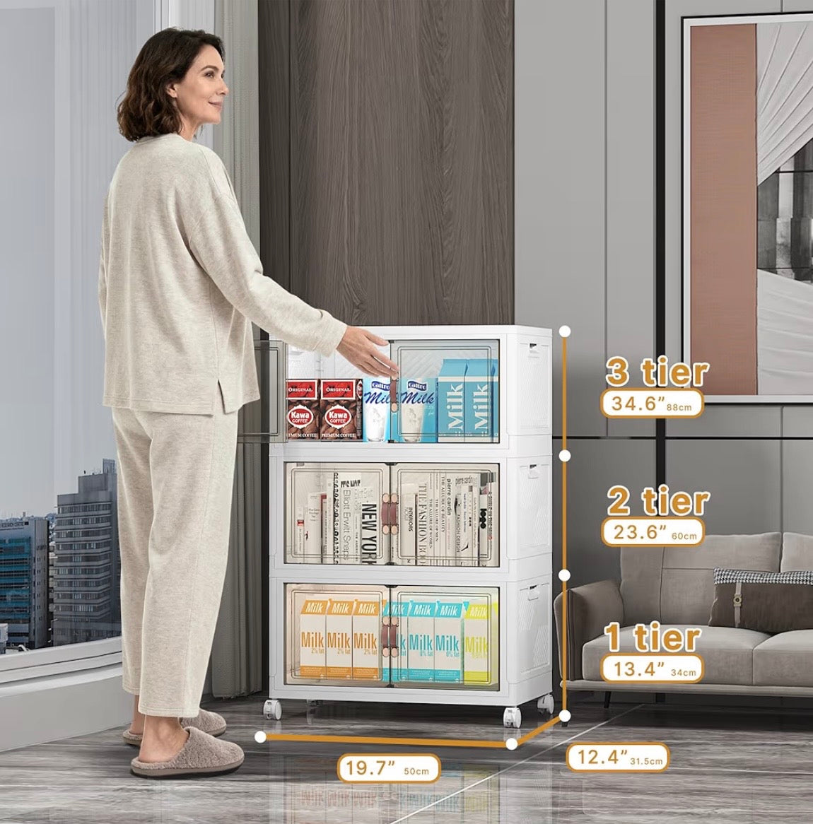 TidyLiving™ Premium Storage Cabinet — Foldable Organizer With Doors & Wheels