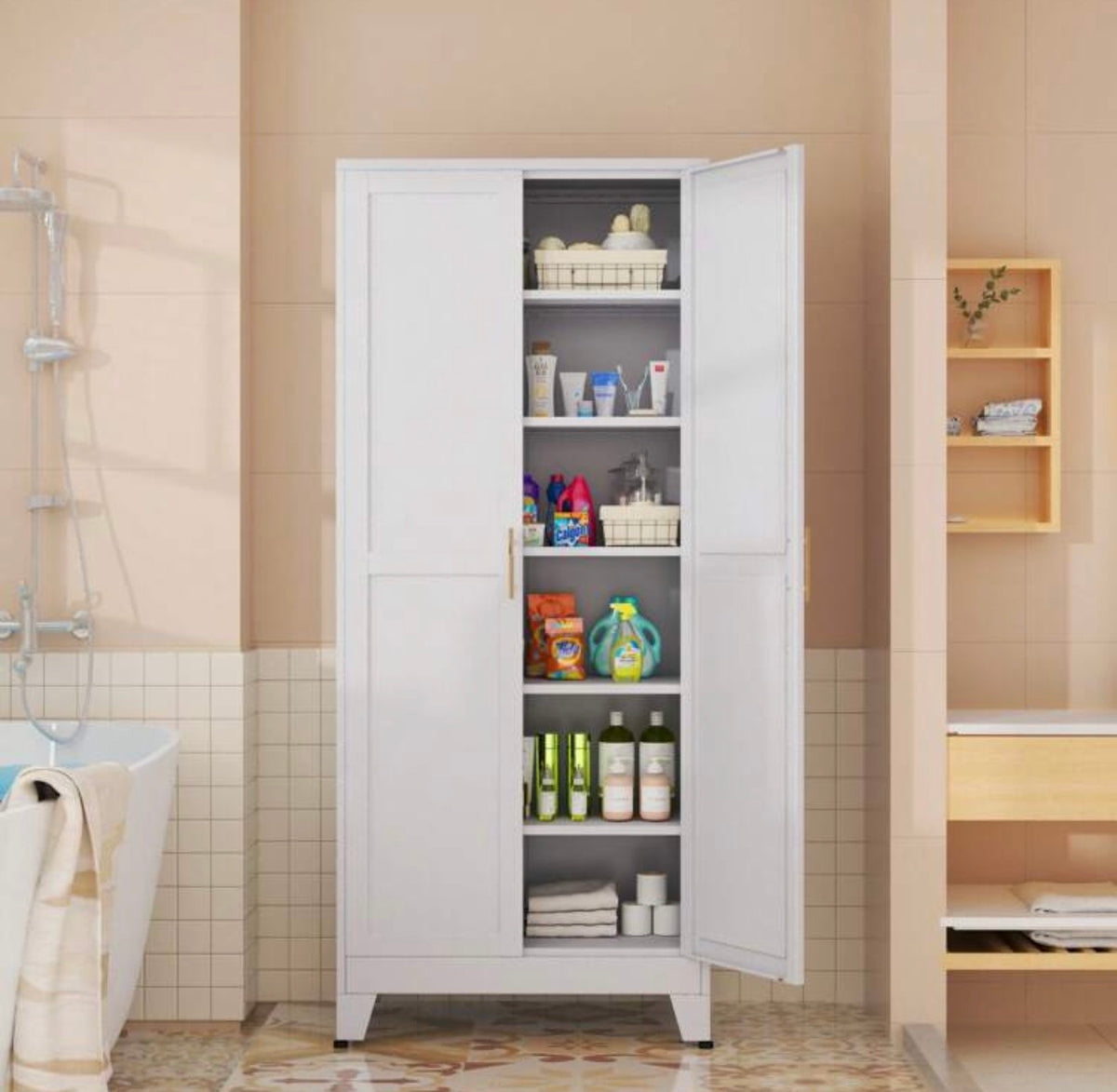 TidyLiving™ Metal Storage Cabinet with Double Doors & Adjustable Shelves