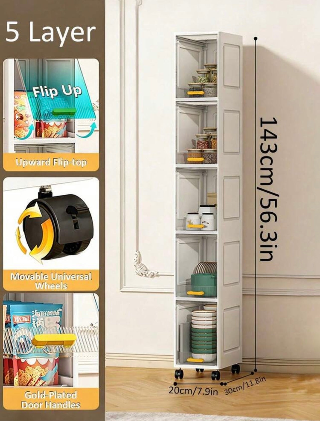 TidyLiving™ Ultra-Slim Rolling Storage Cabinet