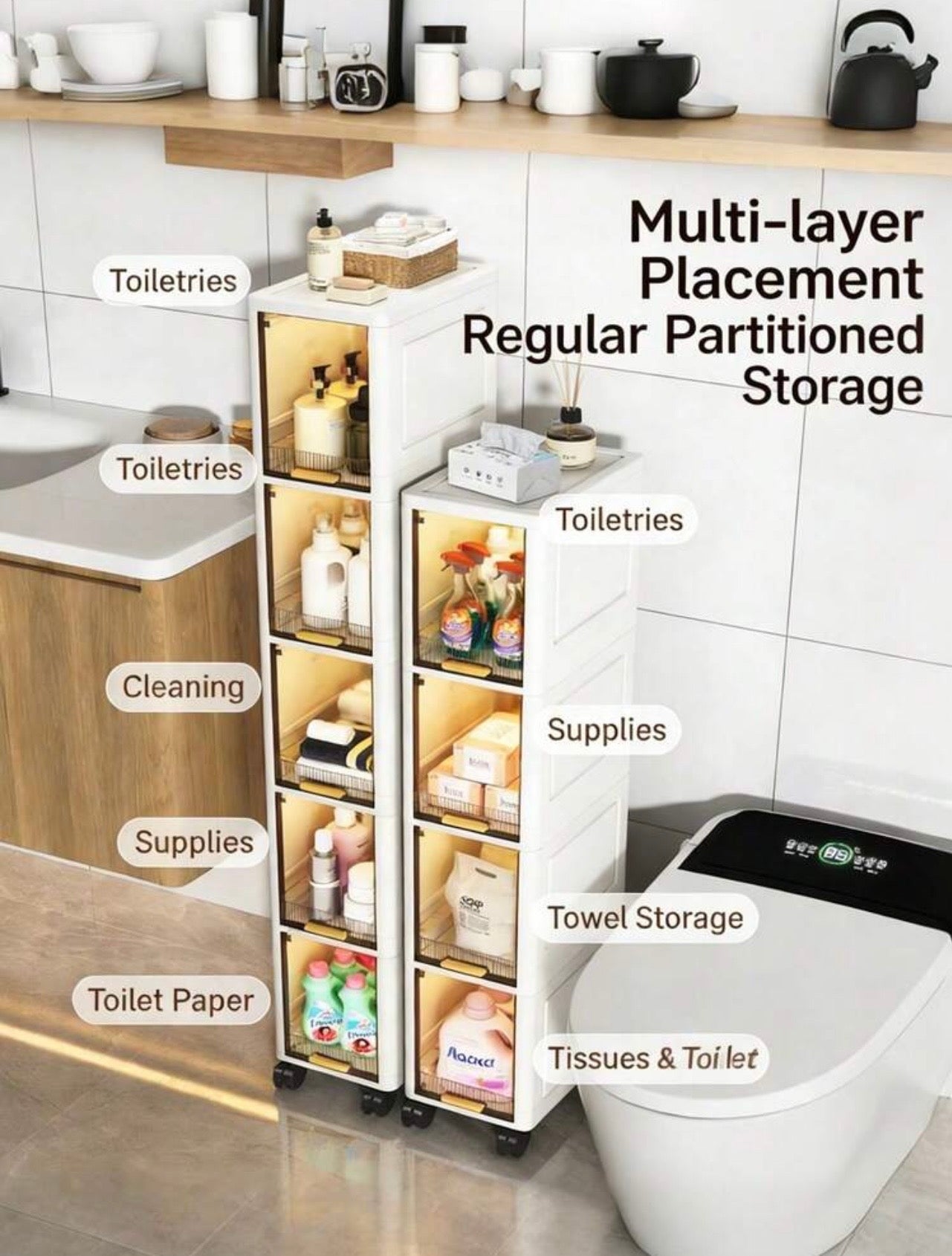 TidyLiving™ Ultra-Slim Rolling Storage Cabinet
