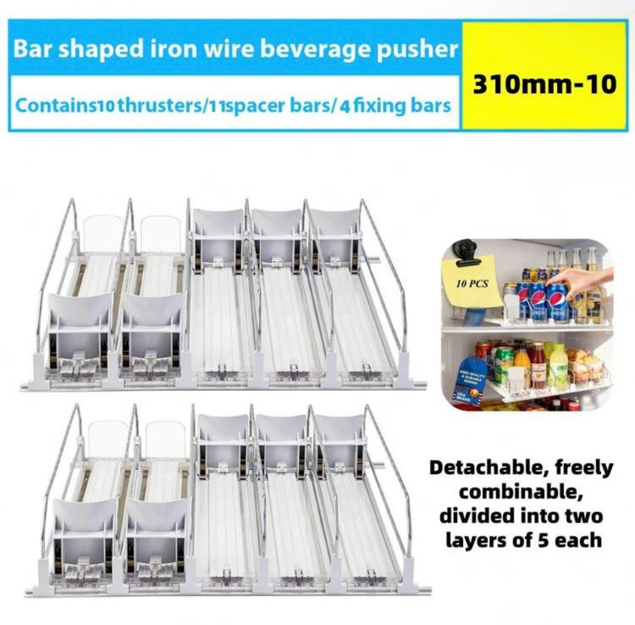 TidyLiving™ Auto-Glide Fridge Can Organizer & Beverage Dispenser