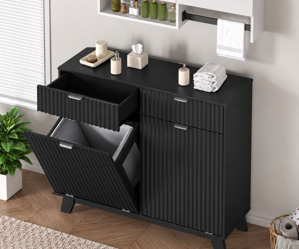 TidyLiving™ Double Tilt-Out Trash Can Cabinet with Concealed Storage