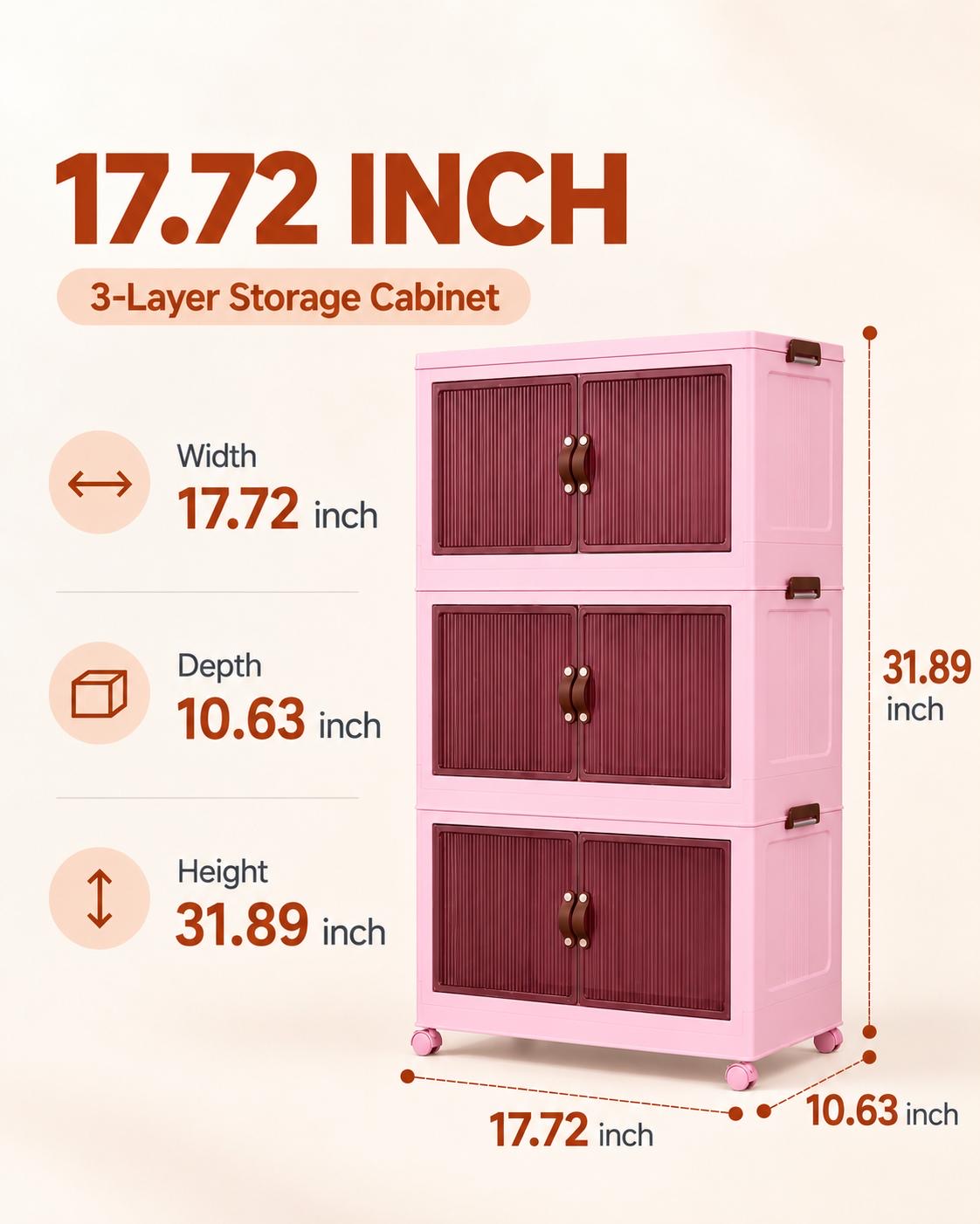 TidyLiving™ Foldable Stackable Storage Cabinet with Doors & Wheels