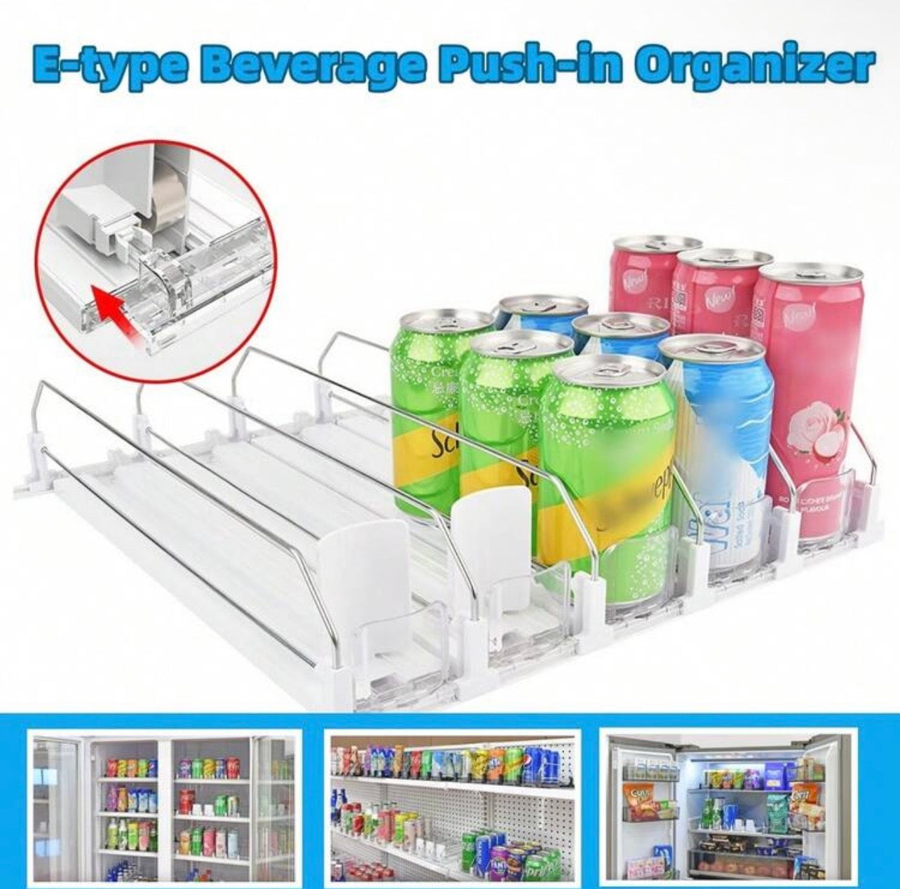 TidyLiving™ Auto-Glide Fridge Can Organizer & Beverage Dispenser