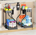 TidyLiving™ SlideOut Under Sink Organizer – 2-Tier Pull-Out Storage Rack with Hooks & Cups