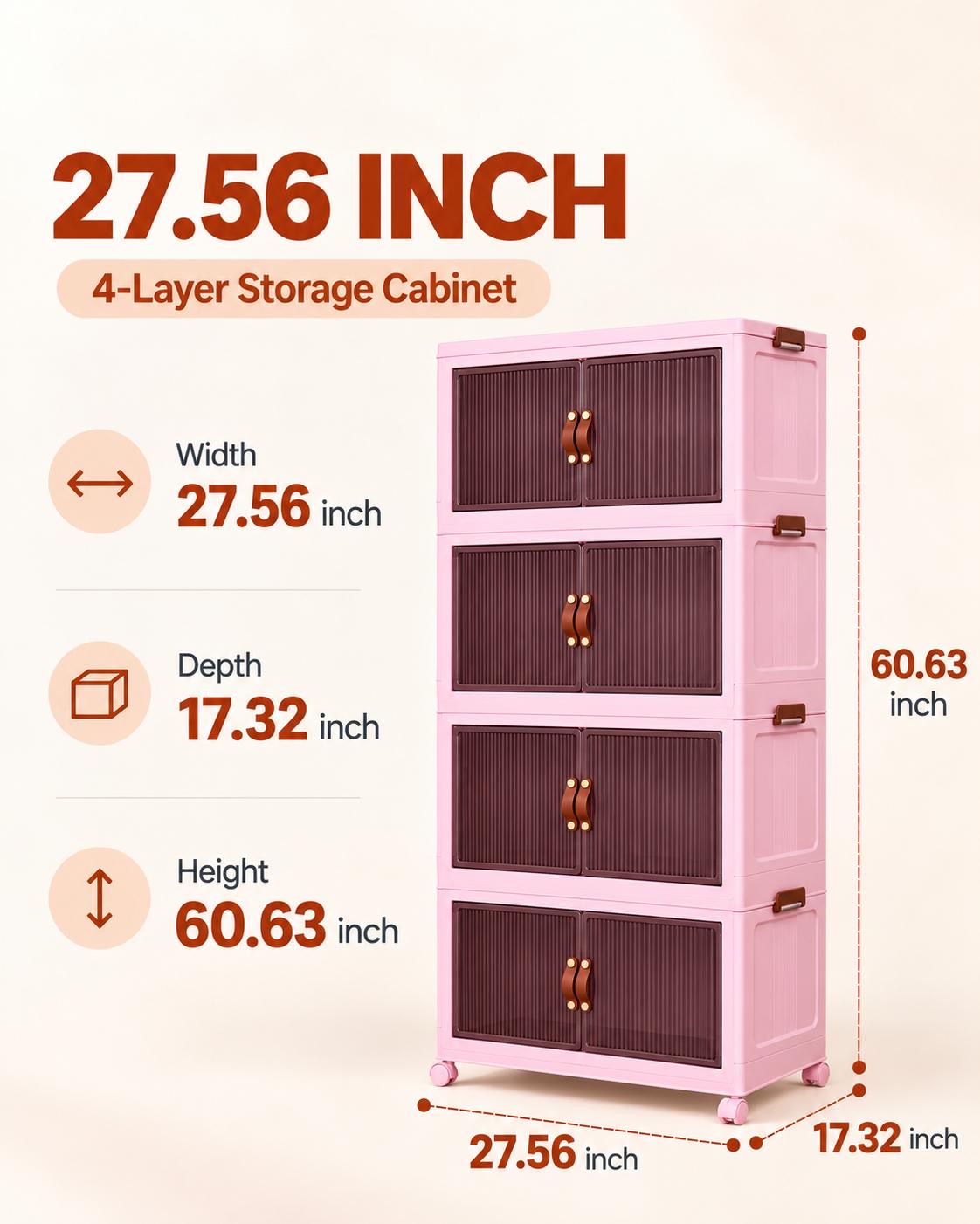TidyLiving™ Foldable Stackable Storage Cabinet with Doors & Wheels