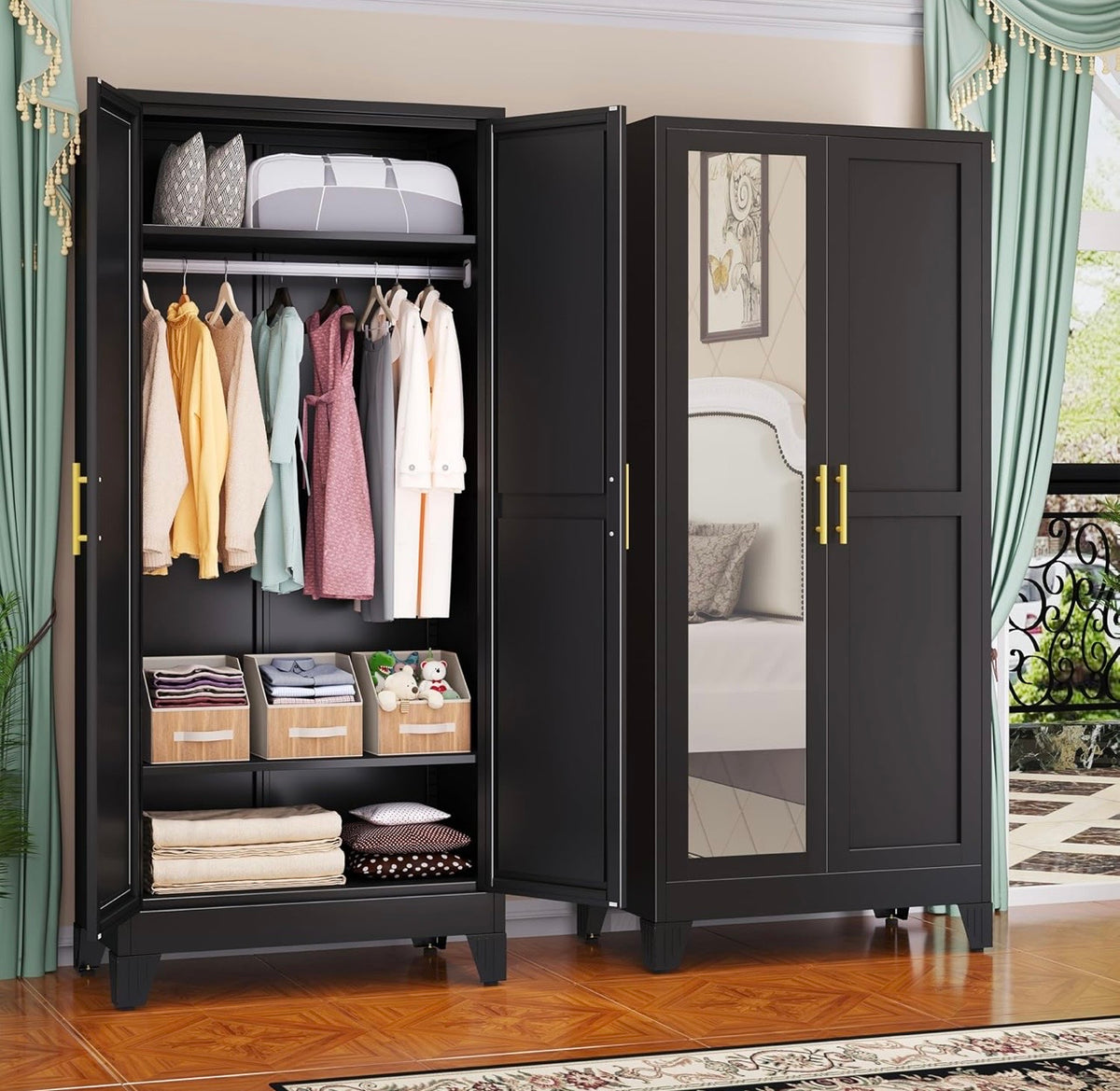 TidyLiving™ Aurelia 71” Freestanding Wardrobe with Adjustable Shelving & Hanging Rail