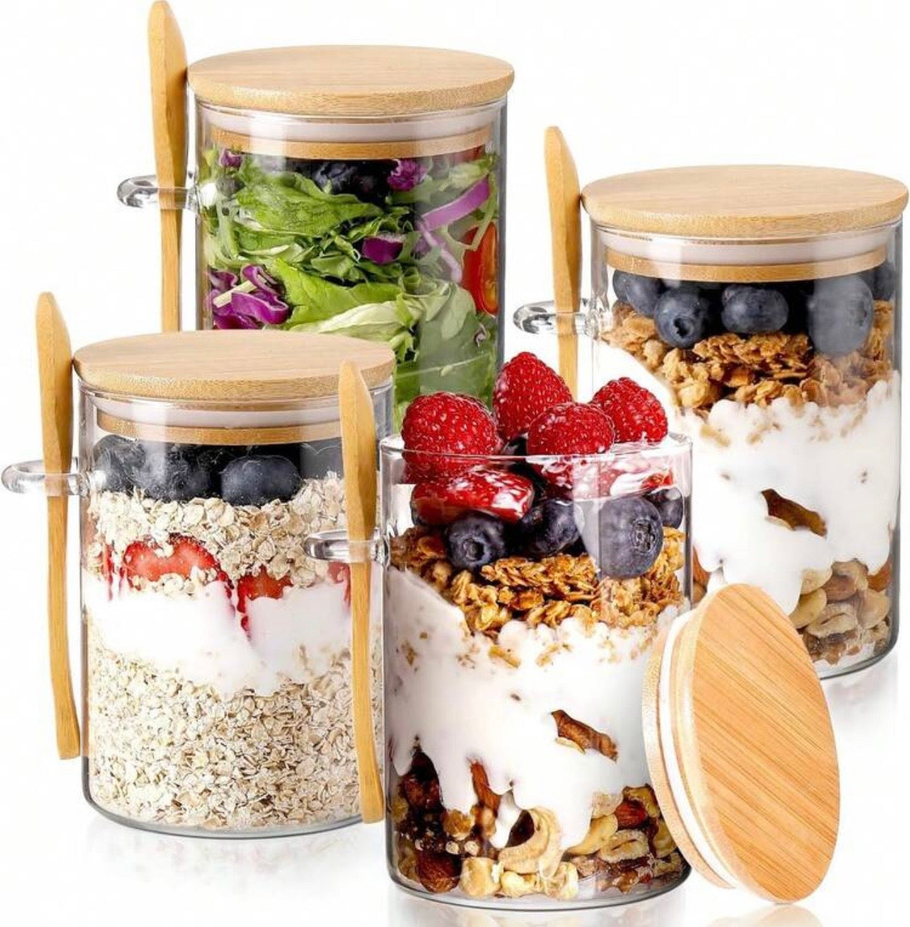 TidyLiving™ Glass Meal Prep Jar Set with Bamboo Lids & Spoons