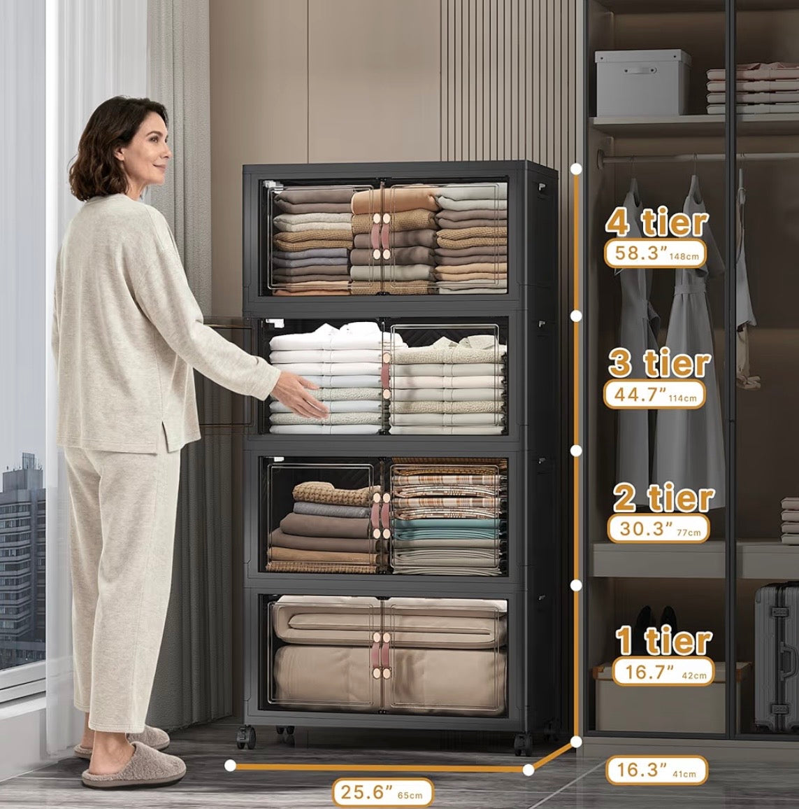 TidyLiving™ Premium Storage Cabinet — Foldable Organizer With Doors & Wheels