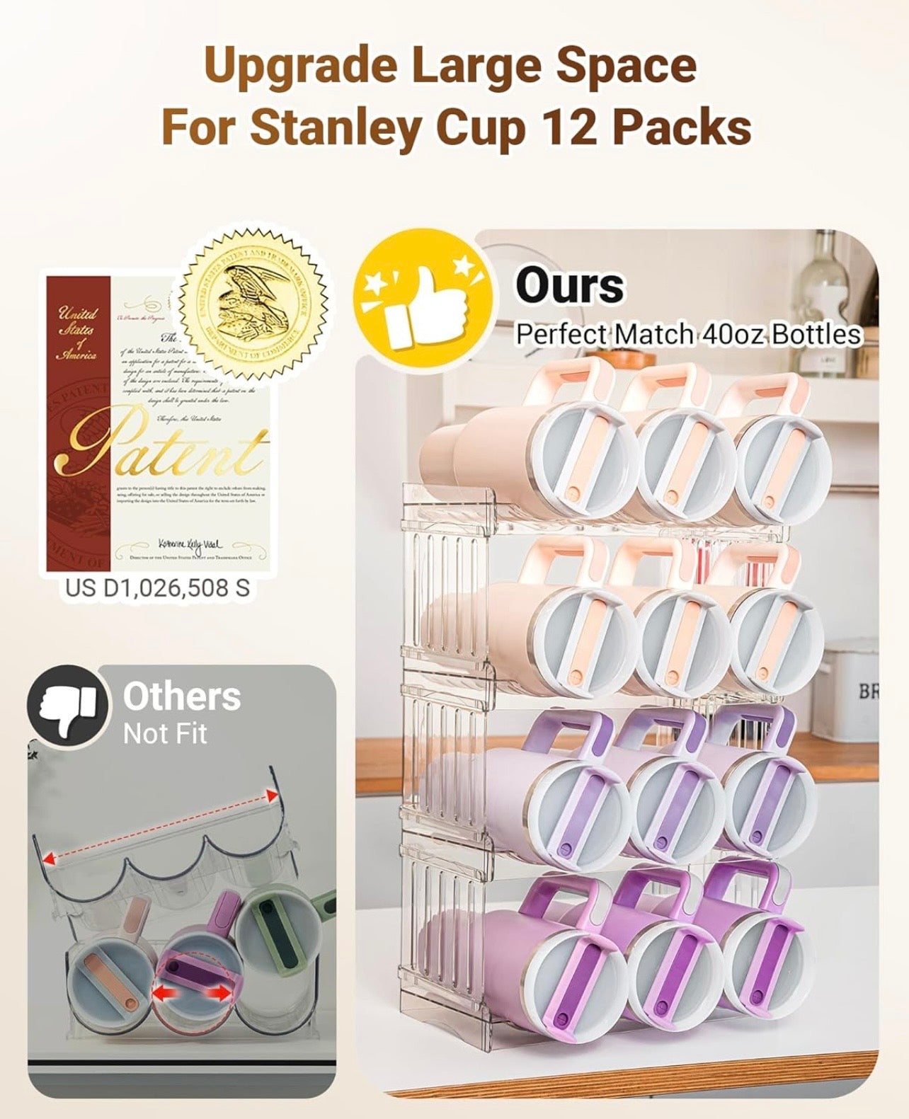 TidyLiving™ Stackable Tumbler & Water Bottle Organizer (12-Bottle Capacity)