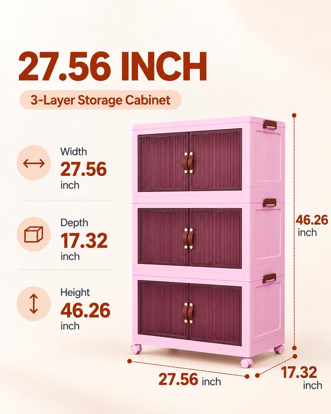 TidyLiving™ Foldable Stackable Storage Cabinet with Doors & Wheels