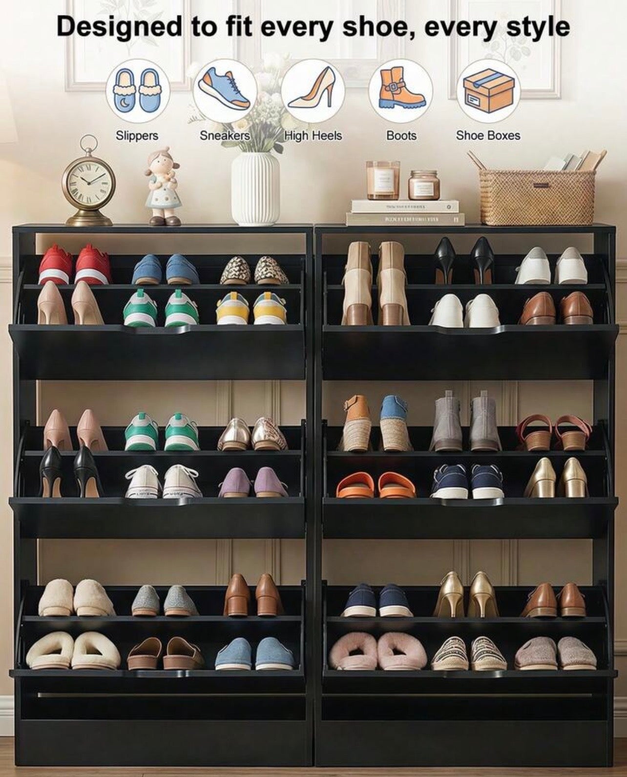 TidyLiving™ Slim Flip-Door Shoe Cabinet