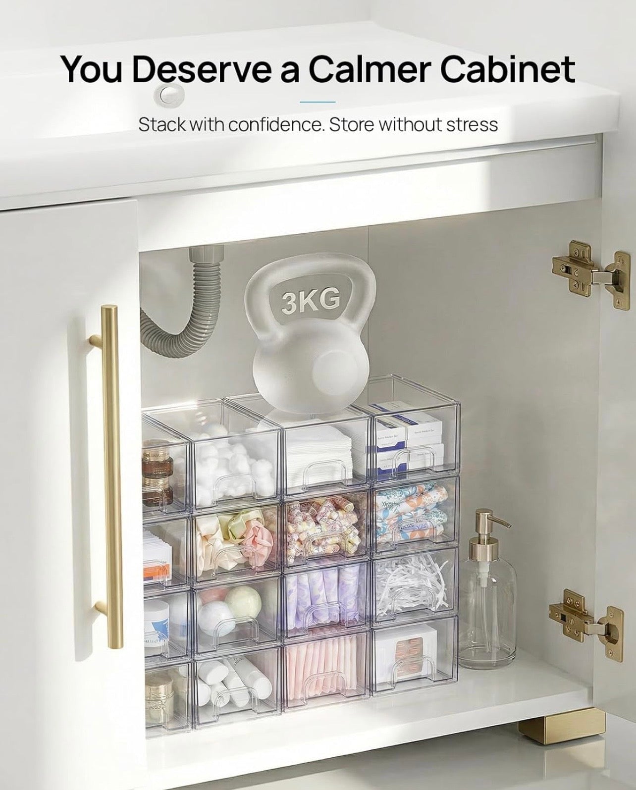 TidyLiving™ Stackable Clear Acrylic Storage Drawers – Modular Organizer Bins for Bathroom, Vanity, Kitchen & Pantry