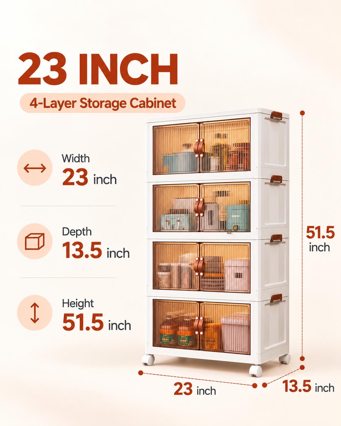 TidyLiving™ Foldable Stackable Storage Cabinet with Doors & Wheels