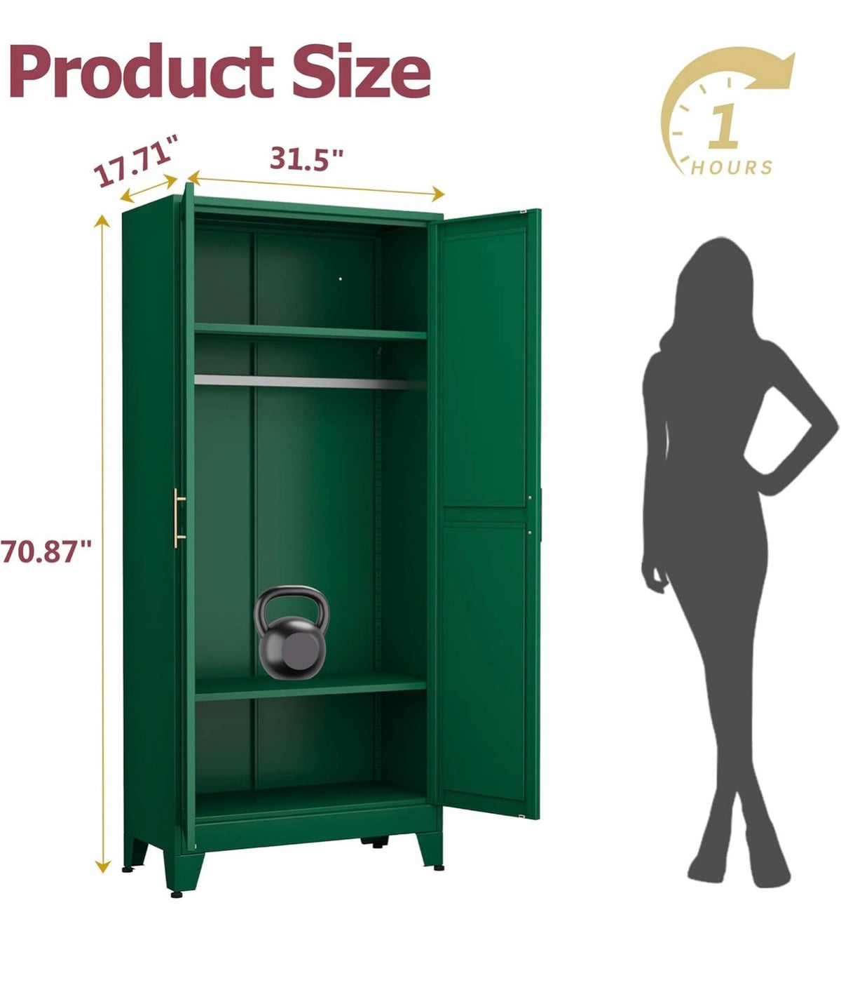 TidyLiving™ Aurelia 71” Freestanding Wardrobe with Adjustable Shelving & Hanging Rail