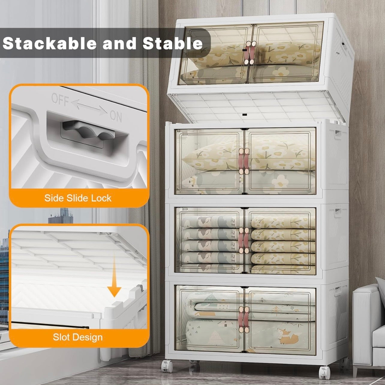 TidyLiving™ Premium Storage Cabinet — Foldable Organizer With Doors & Wheels
