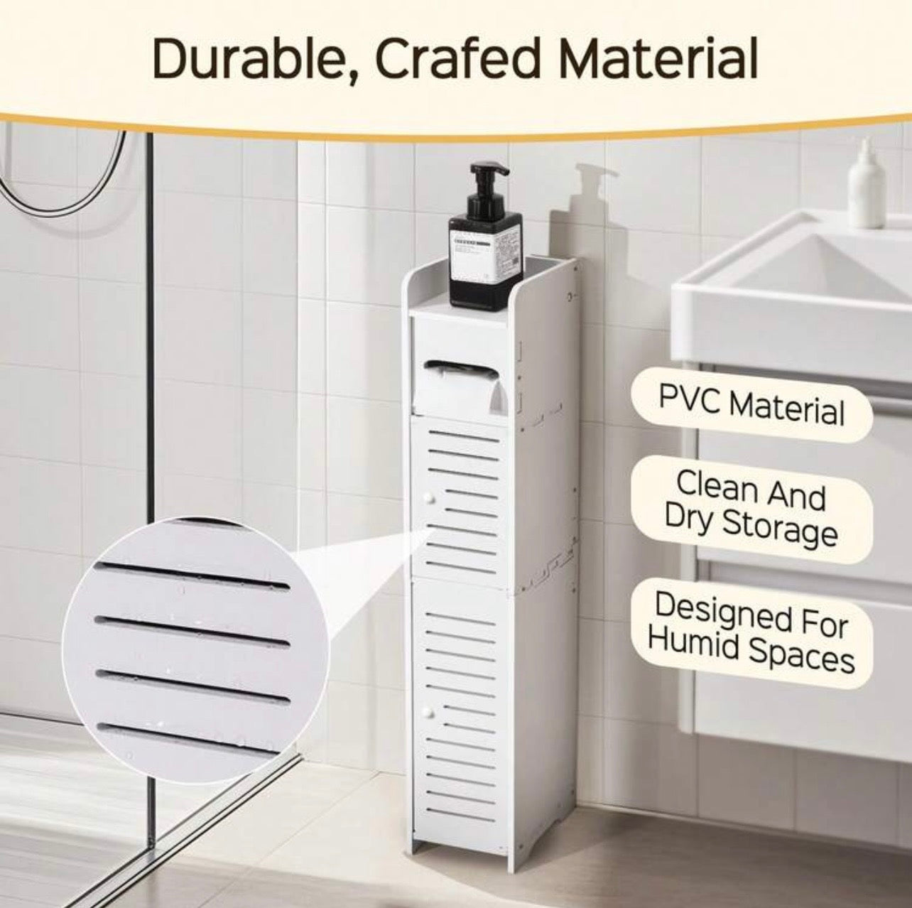 TidyLiving™ Slim Bathroom Storage Cabinet – Narrow Toilet Paper & Bathroom Organizer with Hidden Shelves