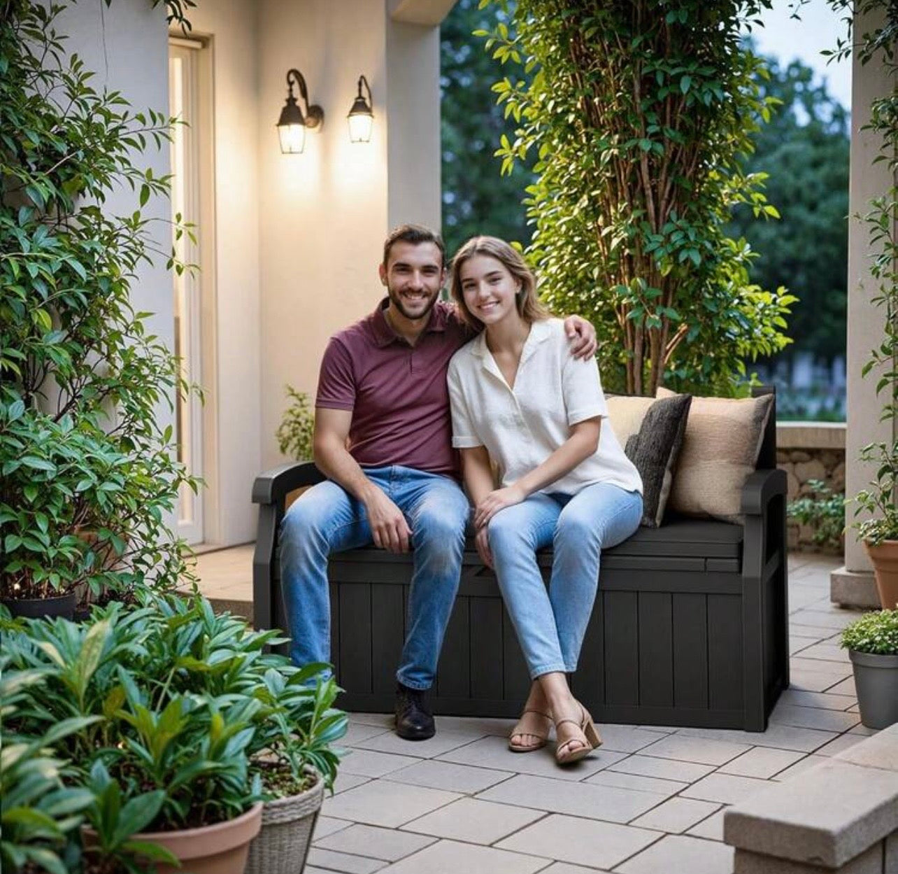 TidyLiving™ Outdoor Storage Bench – 80 Gallon Lockable Patio Storage Seat