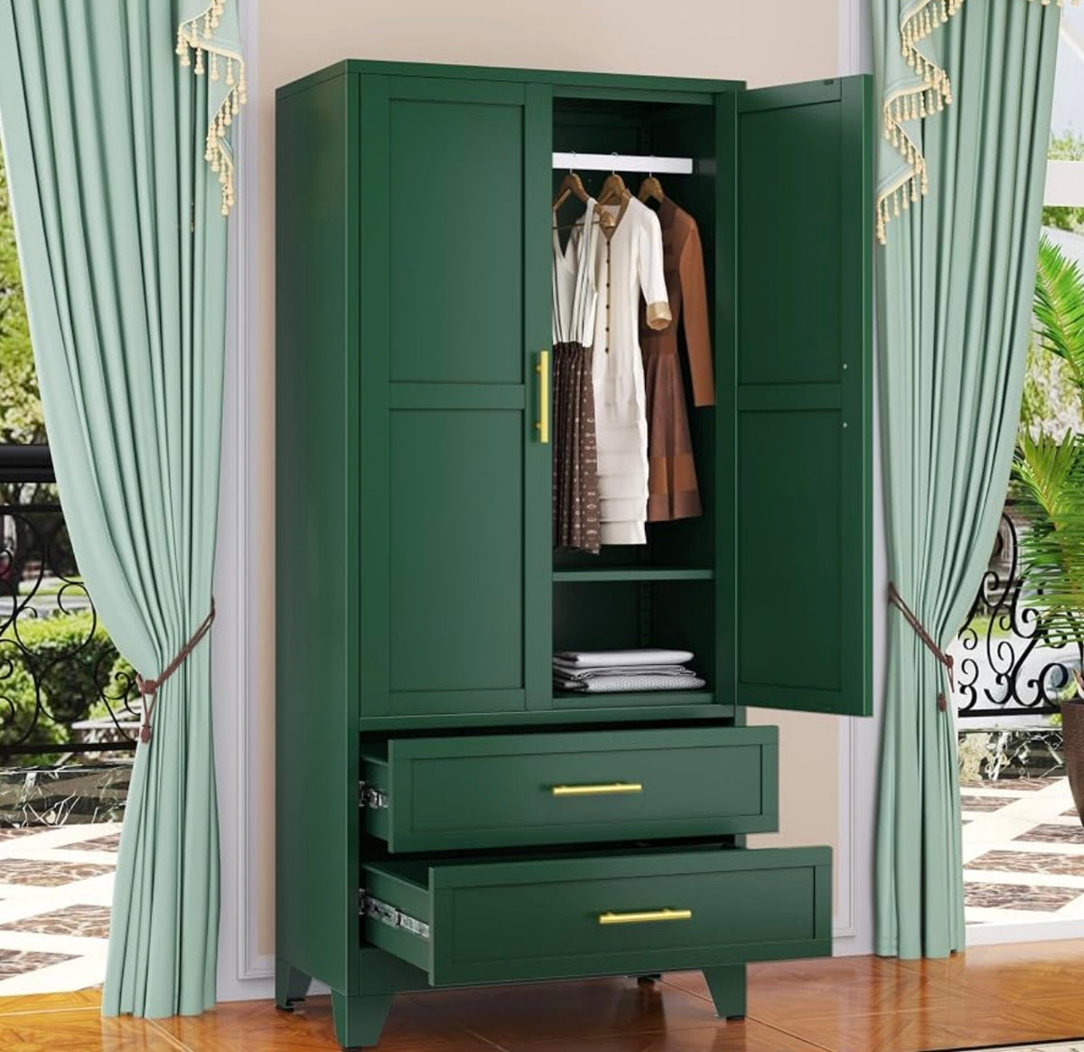 TidyLiving™ Aurelia 71” Freestanding Wardrobe with Adjustable Shelving & Hanging Rail