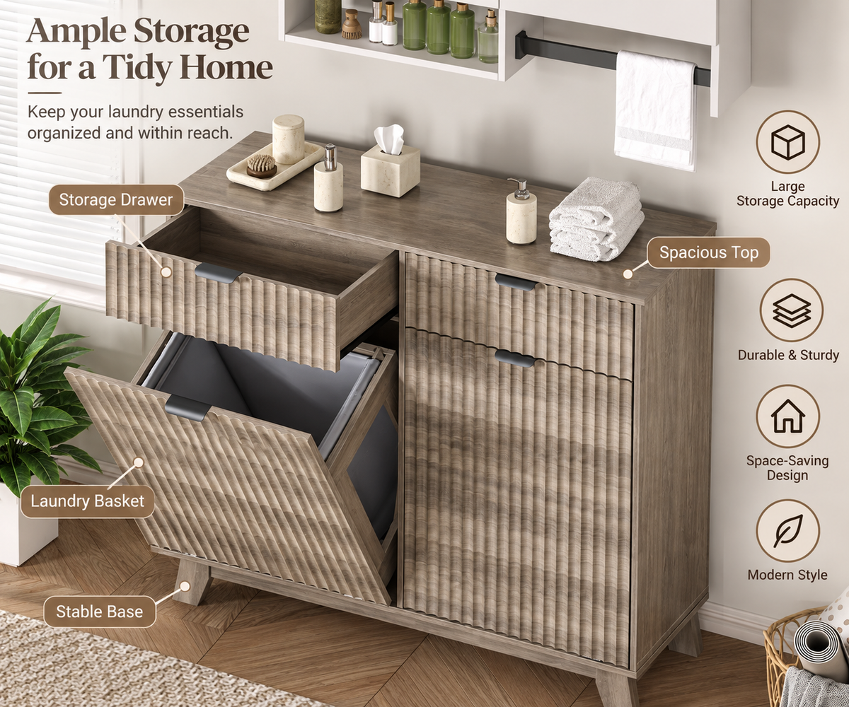 TidyLiving™ Double Tilt-Out Trash Can Cabinet with Concealed Storage