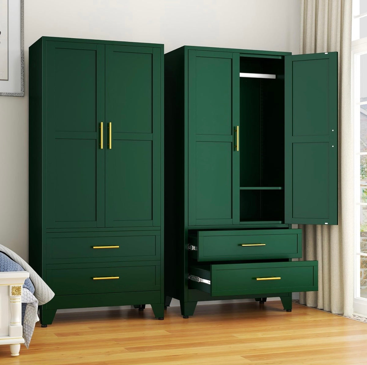 TidyLiving™ Aurelia 71” Freestanding Wardrobe with Adjustable Shelving & Hanging Rail