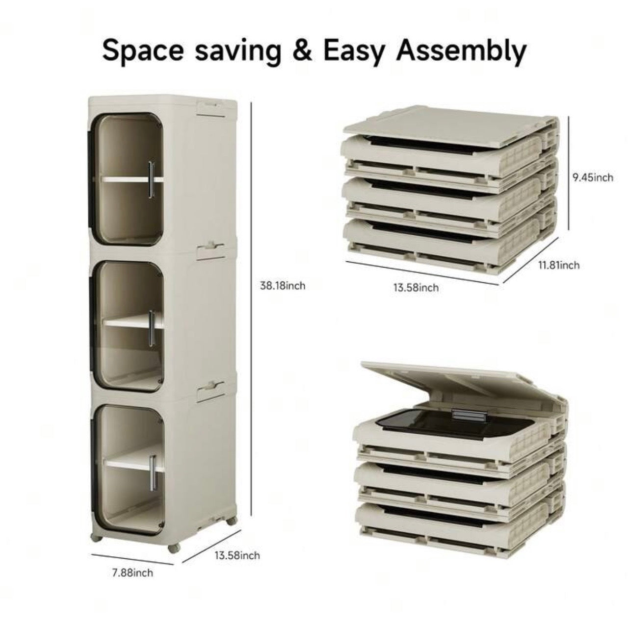 TidyLiving™ Premium Slim Storage Cabinet with Clear Doors & Wheels