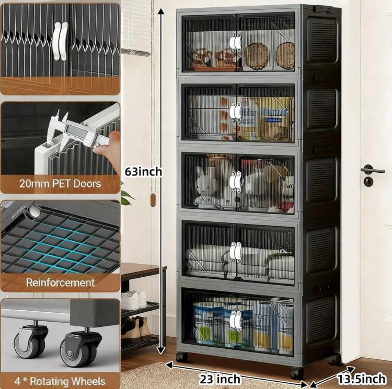TidyLiving™ Extra Large Foldable Storage Cabinet – Stackable Organizer with Doors & Wheels