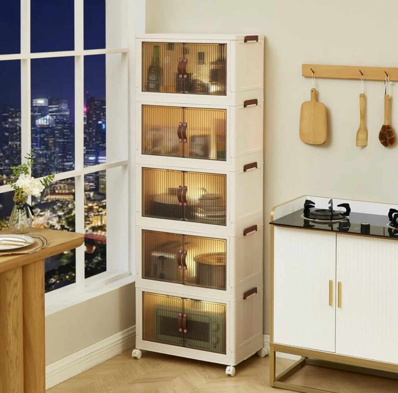 TidyLiving™ Extra Large Foldable Storage Cabinet – Stackable Organizer with Doors & Wheels
