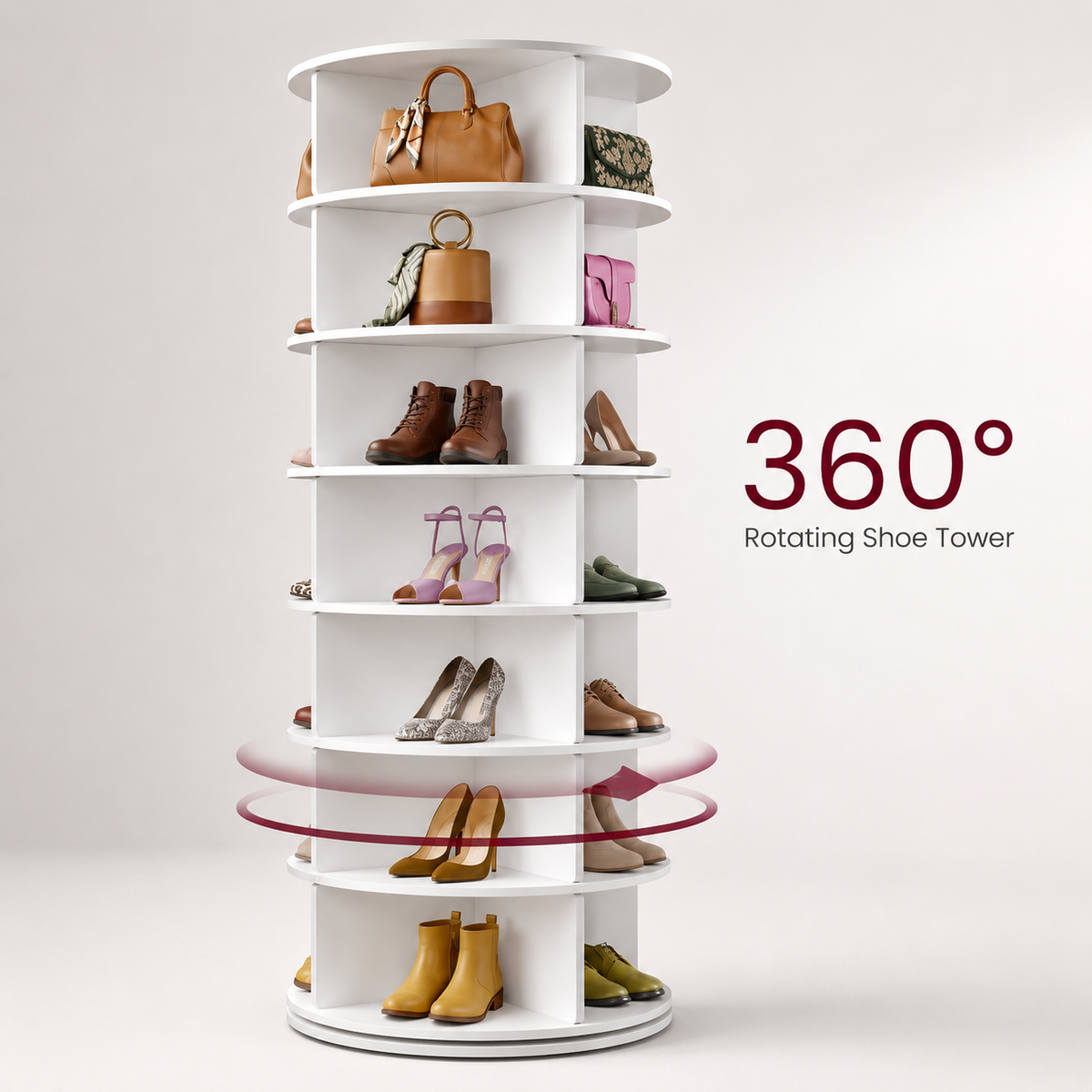 TidyLiving™ 360° Rotating Shoe & Bag Tower