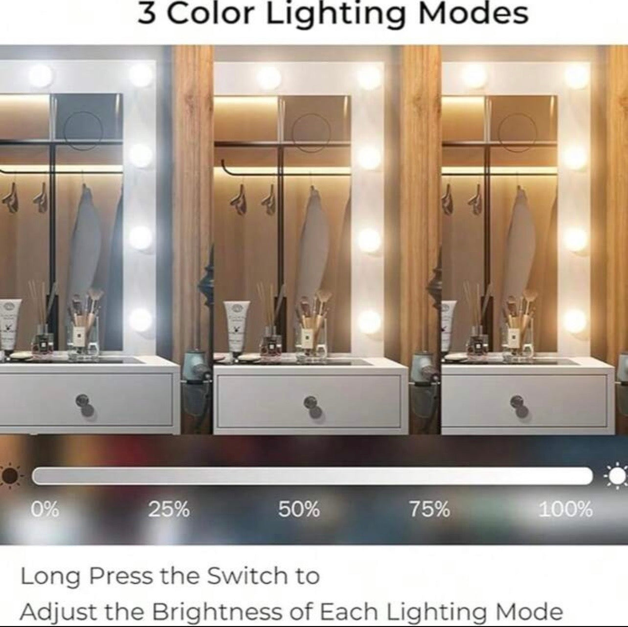 TidyLiving™ Hollywood LED Makeup Vanity with Mirror, 5 Drawers & Stool