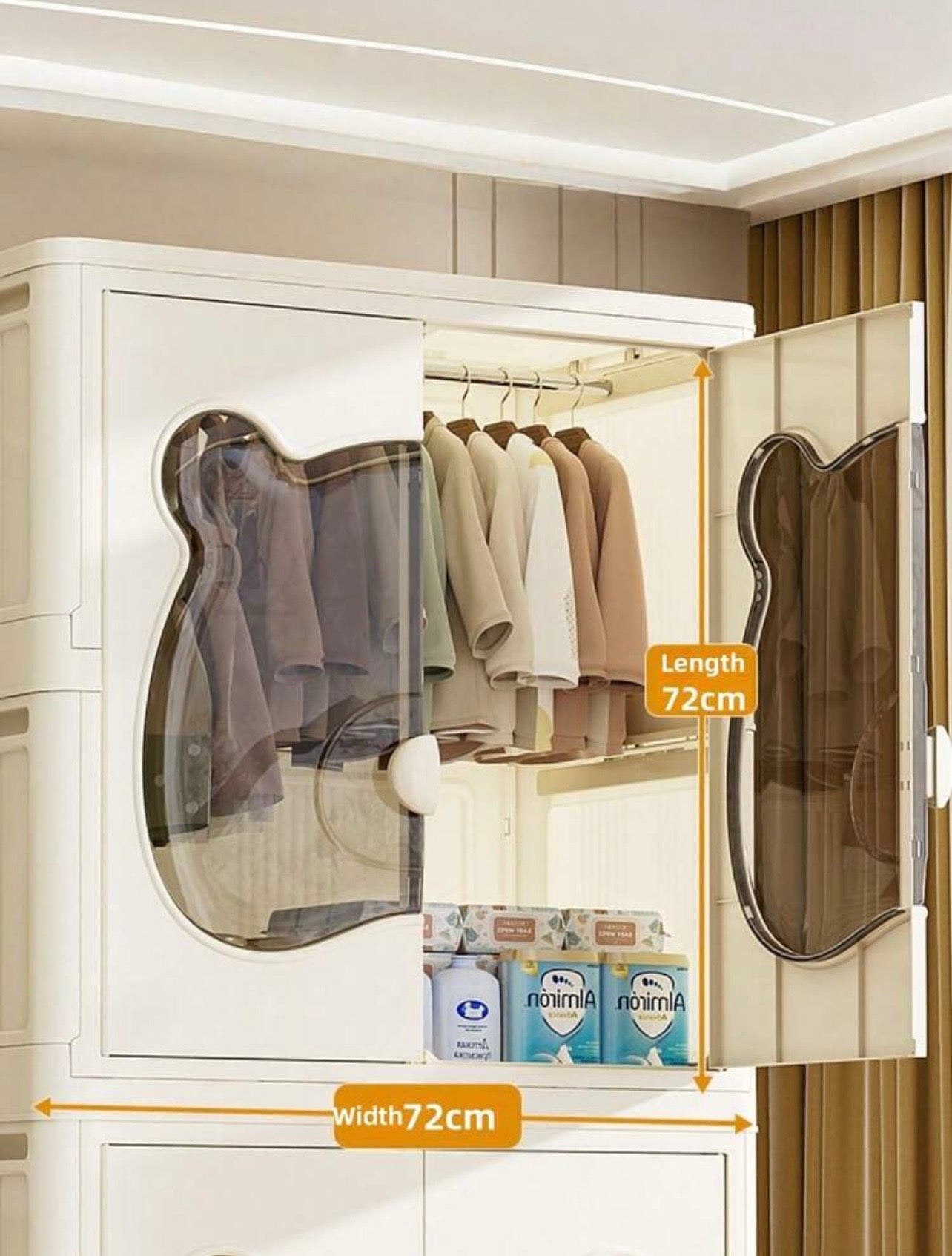 TidyLiving™ Foldable Kids Wardrobe Closet with Storage Cabinets & Hanging Organizer