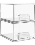 TidyLiving™ Stackable Clear Acrylic Storage Drawers – Modular Organizer Bins for Bathroom, Vanity, Kitchen & Pantry