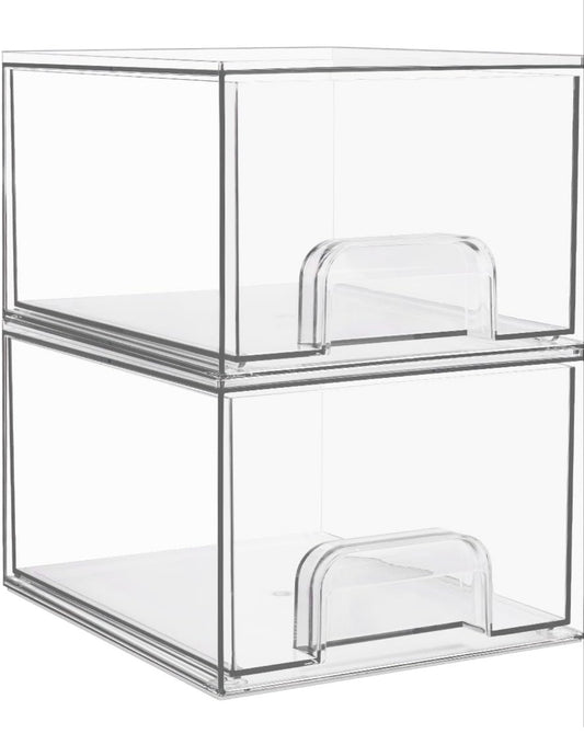 TidyLiving™ Stackable Clear Acrylic Storage Drawers – Modular Organizer Bins for Bathroom, Vanity, Kitchen & Pantry
