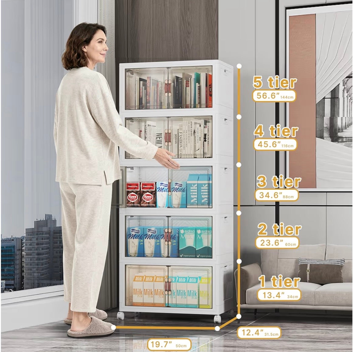 TidyLiving™ Premium Storage Cabinet — Foldable Organizer With Doors & Wheels