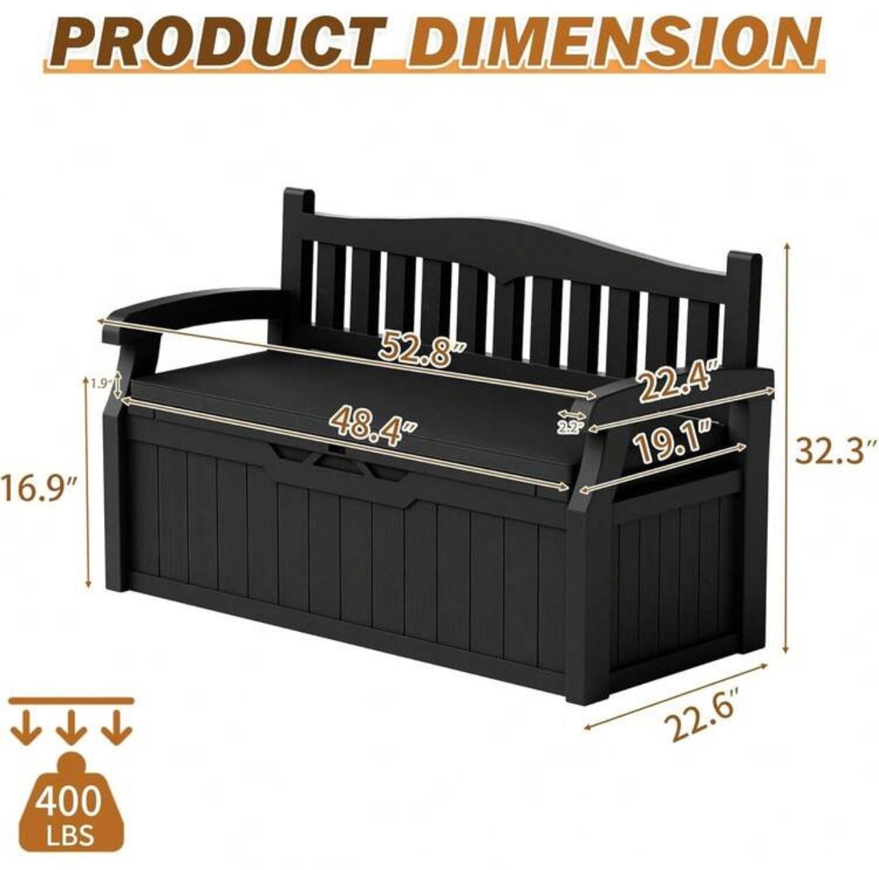 TidyLiving™ Outdoor Storage Bench – 80 Gallon Lockable Patio Storage Seat
