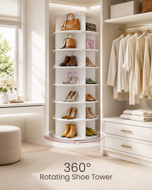 TidyLiving™ 360° Rotating Shoe & Bag Tower