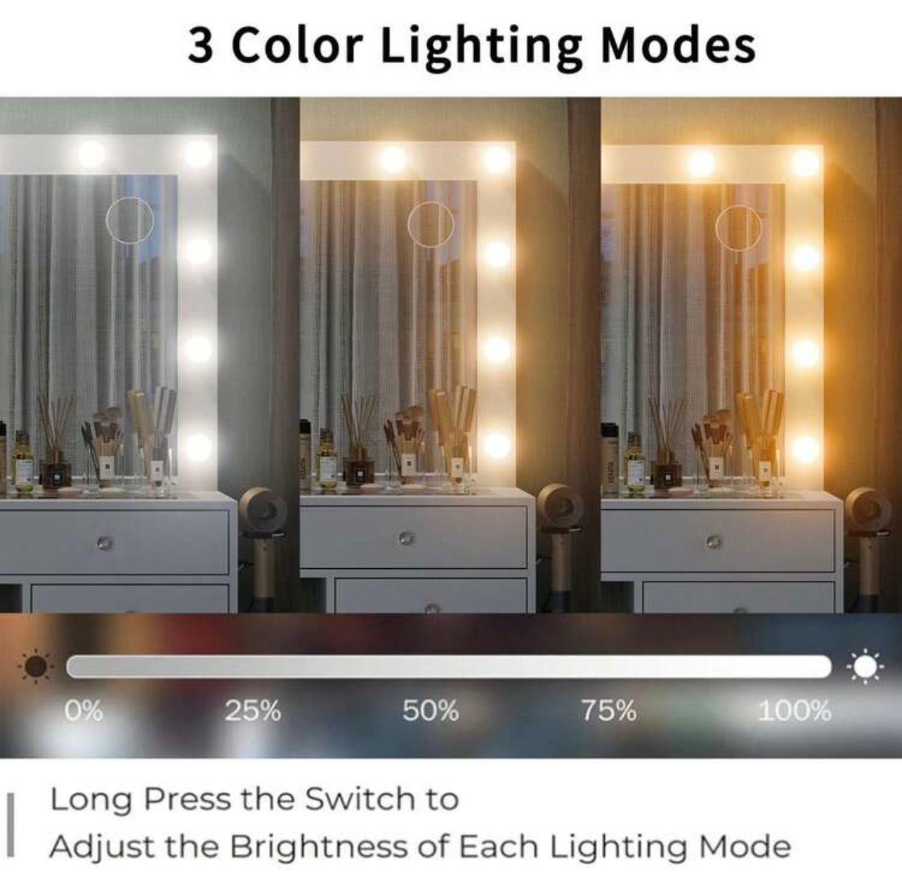 TidyLiving™ Luxury Hollywood Makeup Vanity with LED Lights & 13 Drawers