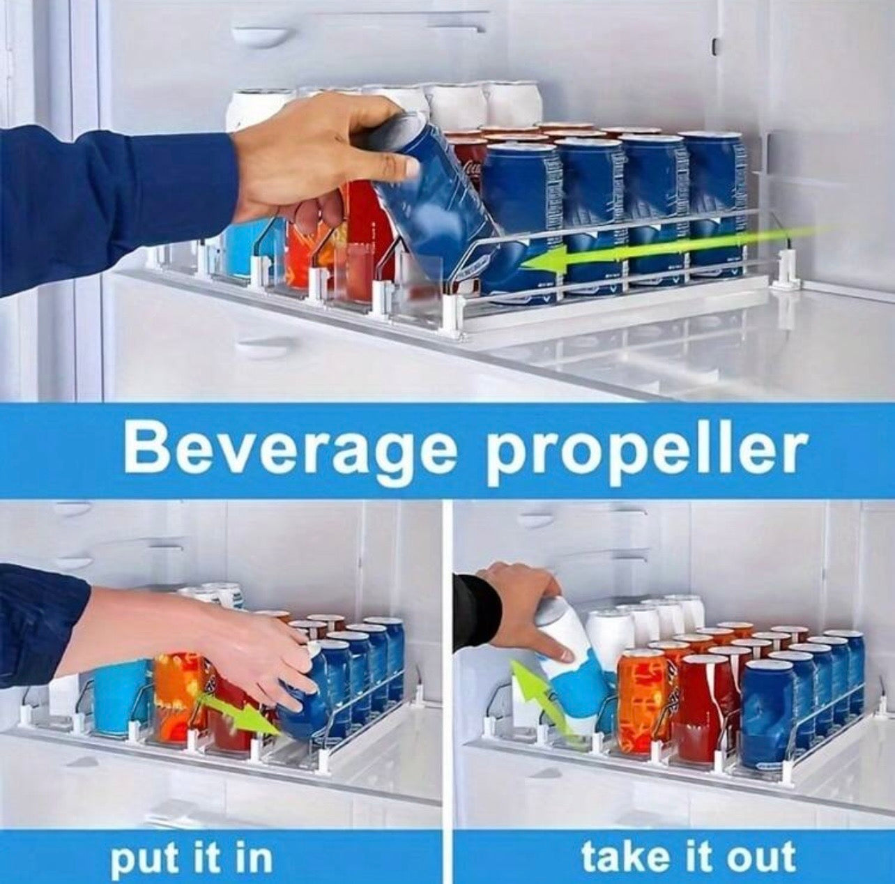TidyLiving™ Auto-Glide Fridge Can Organizer & Beverage Dispenser