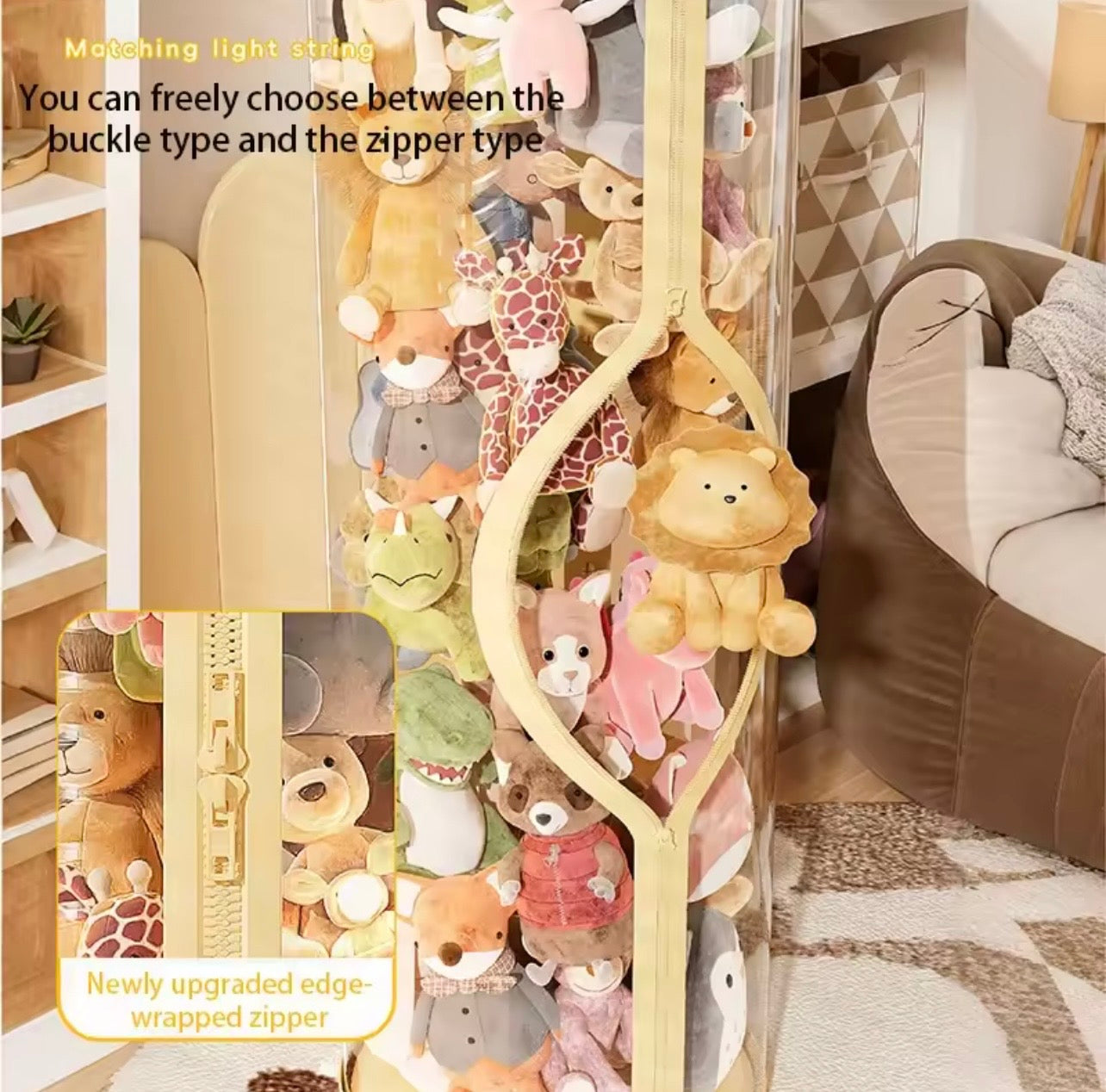 TidyLiving™ Clear Plush Toy Storage Organizer Tower – Designed for Easy Access & Modern Living