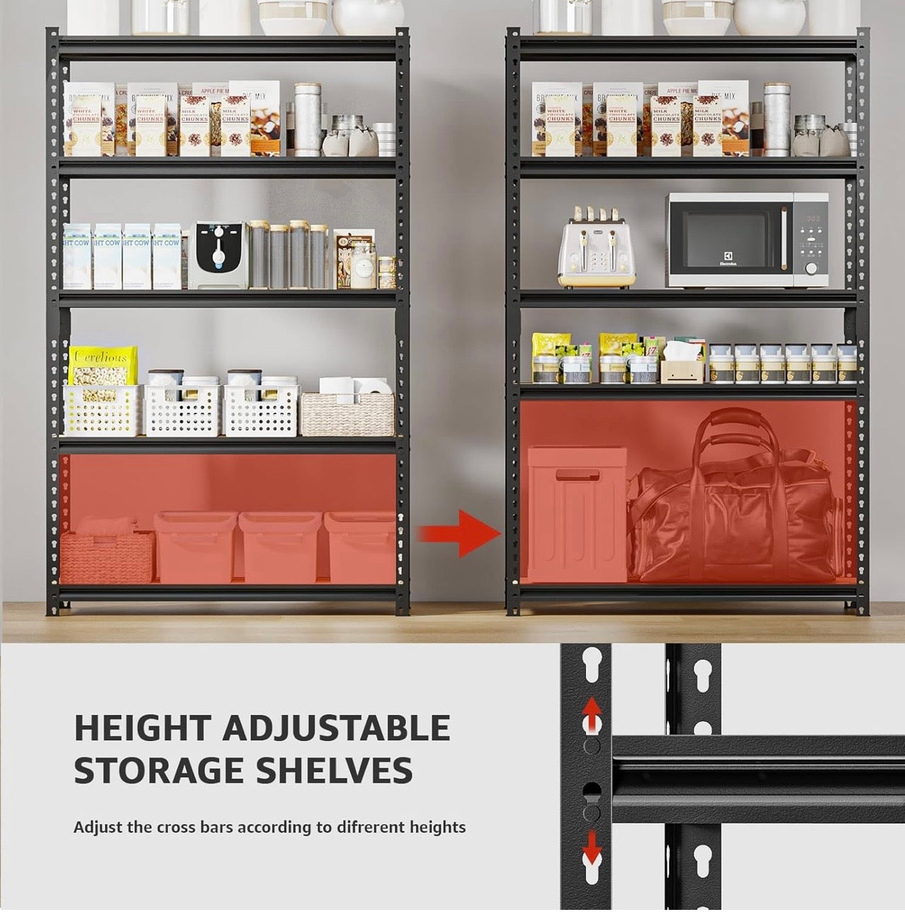 TidyLiving™ Heavy Duty Storage Rack (60” / 72”) – 5 Tier Adjustable Shelving