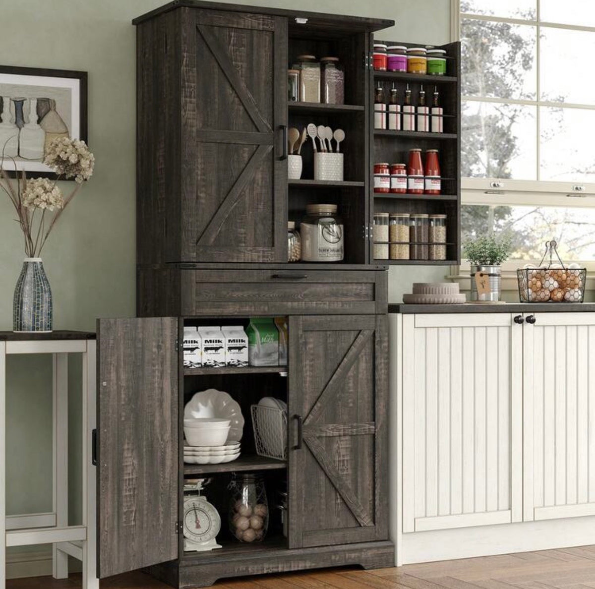TidyLiving™ 72" Grand Pantry Storage Cabinet with 8 Door Shelves & Drawer