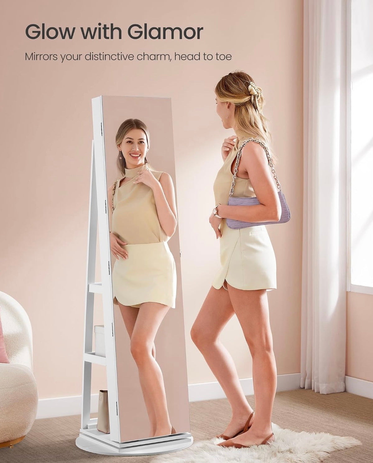 TidyLiving™ 3-in-1 Full-Length Mirror Jewelry Cabinet with 360° Swivel Storage