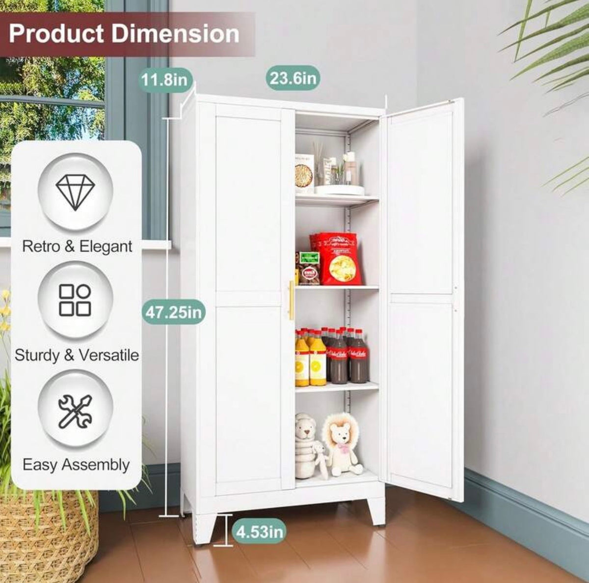 TidyLiving™ Metal Storage Cabinet with Double Doors & Adjustable Shelves