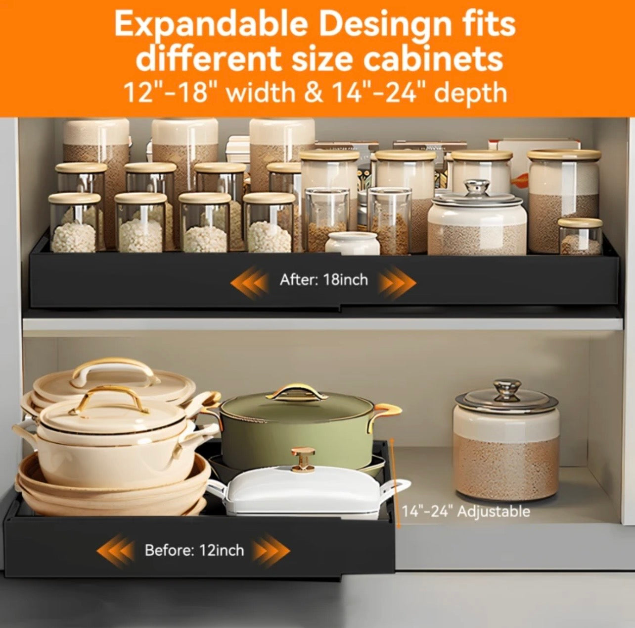 TidyLiving™ Expandable Pull-Out Cabinet Organizer Tray